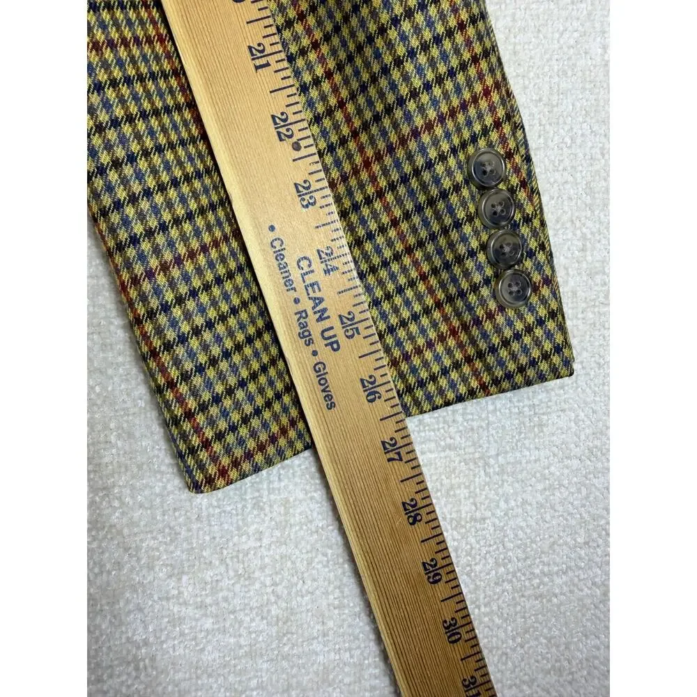 Hart Schaffner Marx Mens 46L Brown Loro Piana Cashmere Houndstooth Blazer Jacket